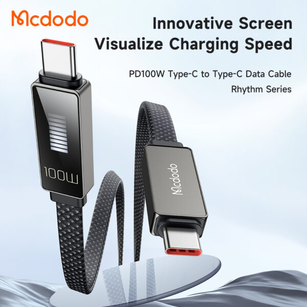 USB-C zu USB-C Ladekabel mit LED-Anzeige, 100W, 1.2m, 5A – Mcdodo Modell CA-4470