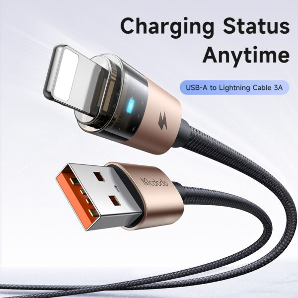 USB-A zu Lightning 3A Ladekabel mit LED-Licht – Mcdodo CA-691