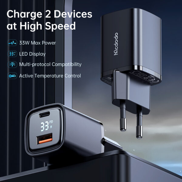 33W Digitales Schnellladegerät mit Dual-Port – Mcdodo CH-1701