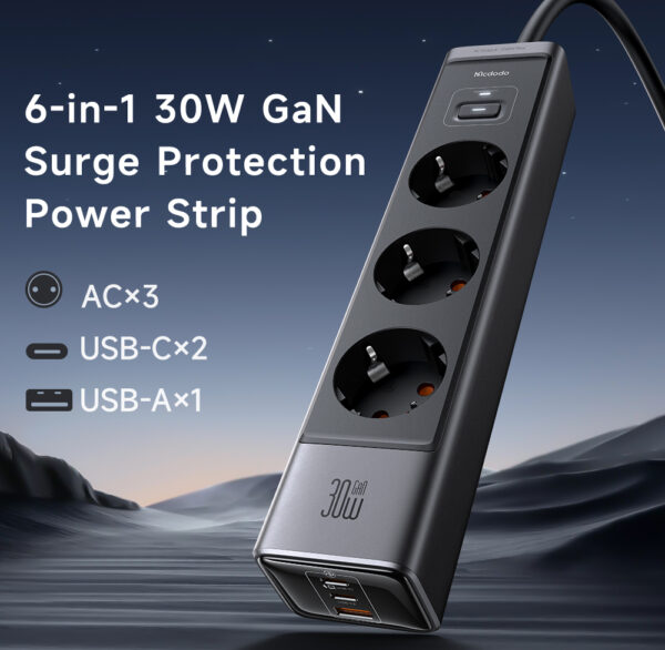 6-in-1 GaN 30W Schnellladegerät mit Überspannungsschutz – Mcdodo CH-0620