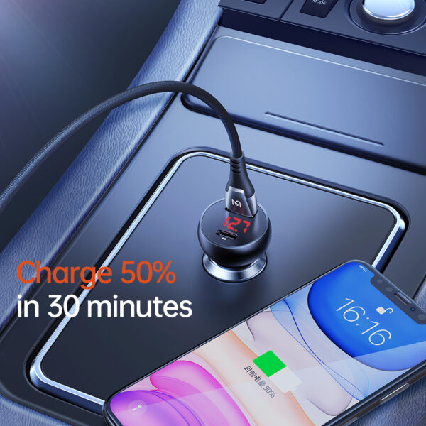 30W Auto-Ladegerät mit Digitalanzeige (PD + 5A Fast Charge) - Mcdodo CC-6810