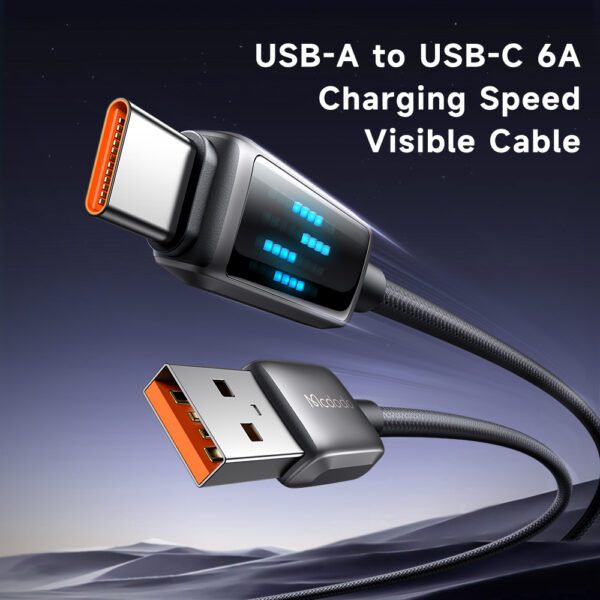 USB-A auf USB-C Ladekabel mit Eisblau-LED-Anzeige, 6A Schnellladung, 1.2 Meter – Mcdodo CA-2350