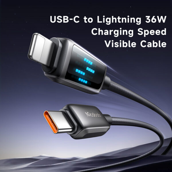 USB-C-zu-Lightning-Ladekabel mit Eisblaulicht, 36 W Leistung, 1,2 m Länge – Mcdodo CA-2630