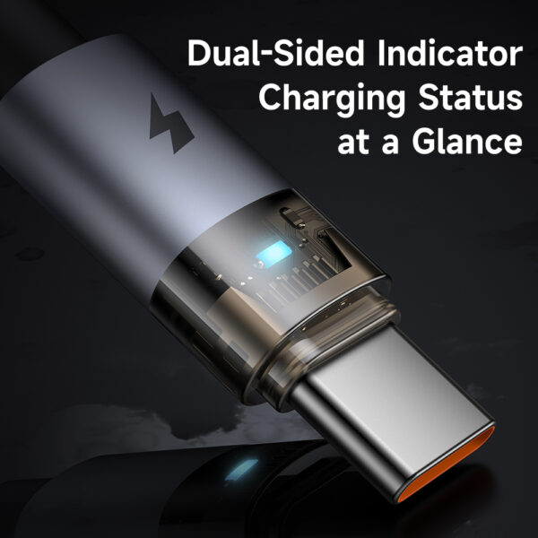 Transparente USB-A-zu-USB-C-Ladekabel mit Eisblauem Licht und 6A Stromstärke – Mcdodo CA-689