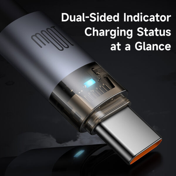 Transparente USB-C-zu-USB-C-Ladekabel mit Eisblauem Licht und 100W Leistung – Mcdodo CA-558