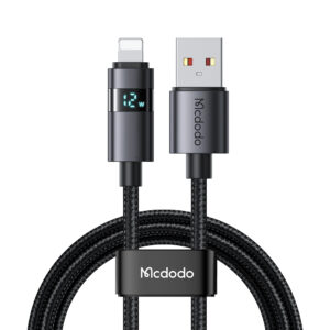 USB-A-zu-Lightning-Ladekabel mit horizontalem LED-Display und 3A Stromstärke – Modell CA-6490