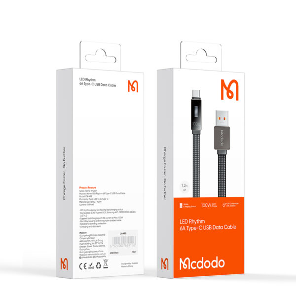 USB-C-Ladekabel mit Rhythmus-LED-Anzeige, 100W, 1,2 m – Mcdodo CA-4980