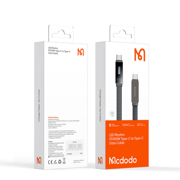 USB-C zu USB-C Ladekabel mit LED-Anzeige, 100W, 1.2m, 5A – Mcdodo Modell CA-4470