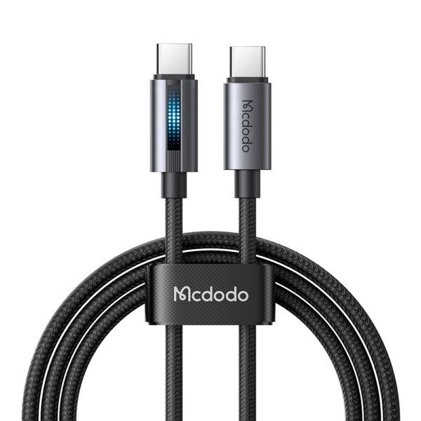 USB-C-zu-USB-C-Schnellladekabel 1.2m mit Atmungslicht, 100W, Nylon, Schwarz – Mcdodo CA-5740