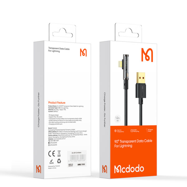 USB-A auf Lightning Schnellladekabel mit 90°-Winkel 1.2M – Mcdodo CA-3510