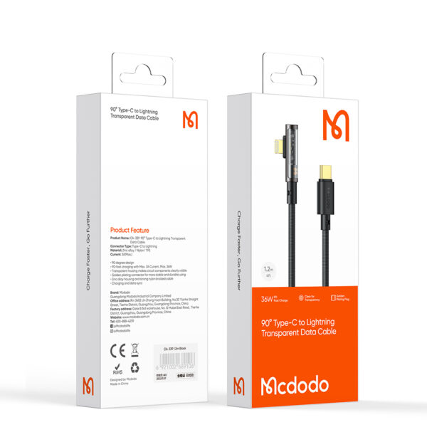 90° USB-C auf Lightning Schnellladekabel 1.2 M – Mcdodo CA-3390
