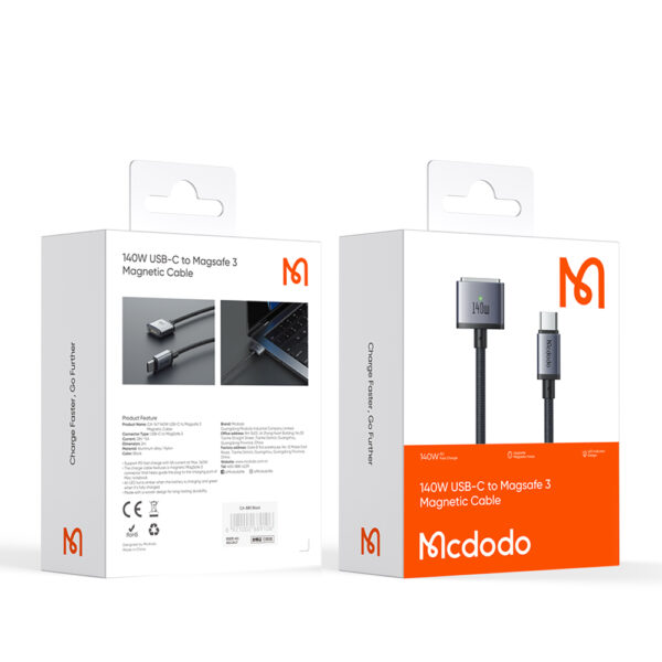 Magnetisches USB-C-zu-Magsafe-3-Ladekabel 140W, 2 Meter - Mcdodo CA-1470