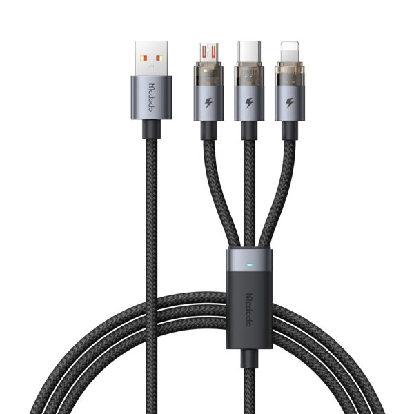 3-in-1 Transparentes 6A Ladekabel mit Ladeanzeige – Modell CA-7150 – Mcdodo