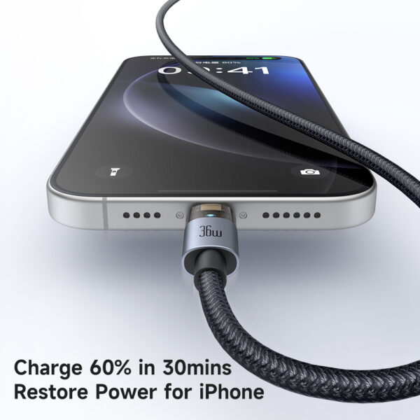Transparente USB-C auf Lightning Ladekabel mit Ladestatusanzeige – Mcdodo CA-694, 36W, 1.2m
