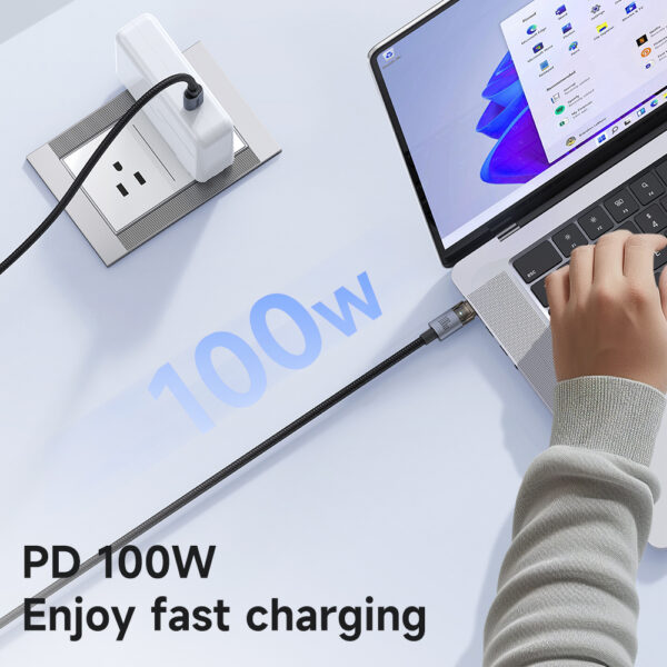Transparente USB-C-zu-USB-C-Ladekabel mit Eisblauem Licht und 100W Leistung – Mcdodo CA-558
