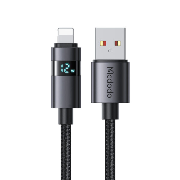 USB-A-zu-Lightning-Ladekabel mit horizontalem LED-Display und 3A Stromstärke – Modell CA-6490