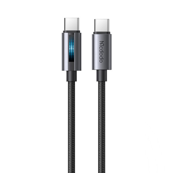 USB-C-zu-USB-C-Schnellladekabel 1.2m mit Atmungslicht, 100W, Nylon, Schwarz – Mcdodo CA-5740