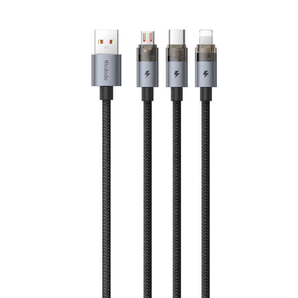 3-in-1 Transparentes 6A Ladekabel mit Ladeanzeige – Modell CA-7150 – Mcdodo