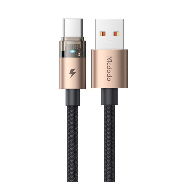 Transparente USB-A-zu-USB-C-Ladekabel mit Eisblauem Licht und 6A Stromstärke – Mcdodo CA-689