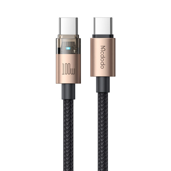Transparente USB-C-zu-USB-C-Ladekabel mit Eisblauem Licht und 100W Leistung – Mcdodo CA-558