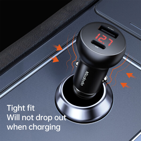 30W Auto-Ladegerät mit Digitalanzeige (PD + 5A Fast Charge) - Mcdodo CC-6810