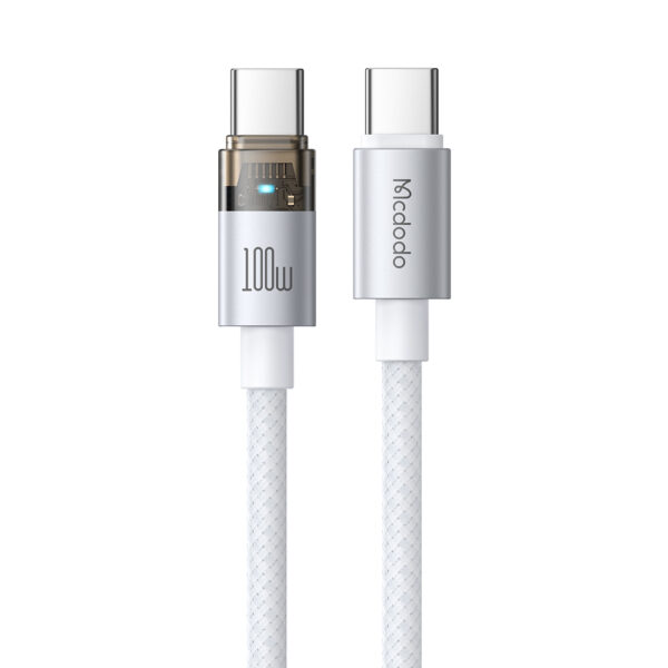 Transparente USB-C-zu-USB-C-Ladekabel mit Eisblauem Licht und 100W Leistung – Mcdodo CA-558