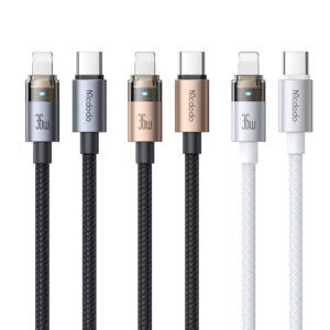 Transparente USB-C auf Lightning Ladekabel mit Ladestatusanzeige – Mcdodo CA-694, 36W, 1.2m