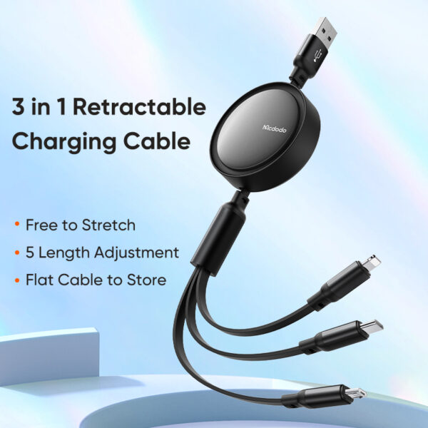 3-in-1 Aufrollbares Ladekabel 1.2 m – Mcdodo CA-7256