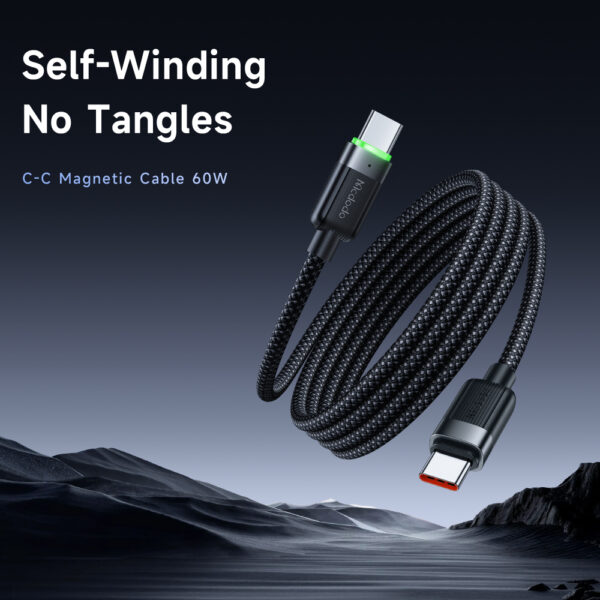 Mcdodo Ladekabel CA-2000 – USB-C zu USB-C, 60W, Selbstaufrollendes Magnetkabel