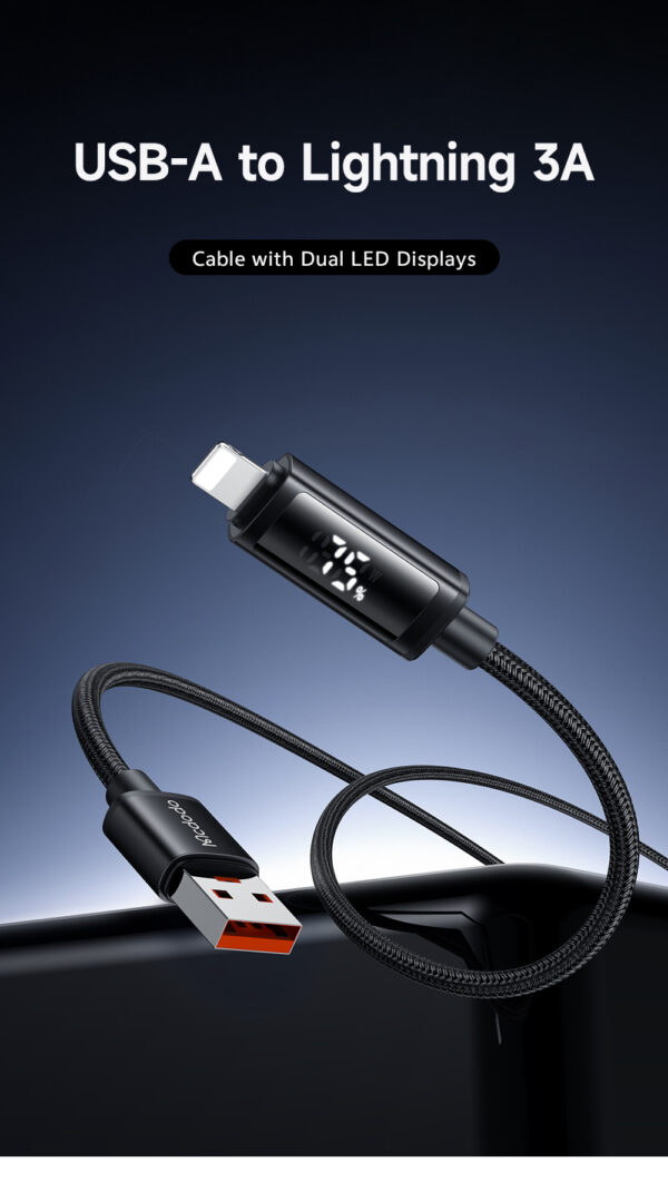3A A TO L Cable with Dual LED Display