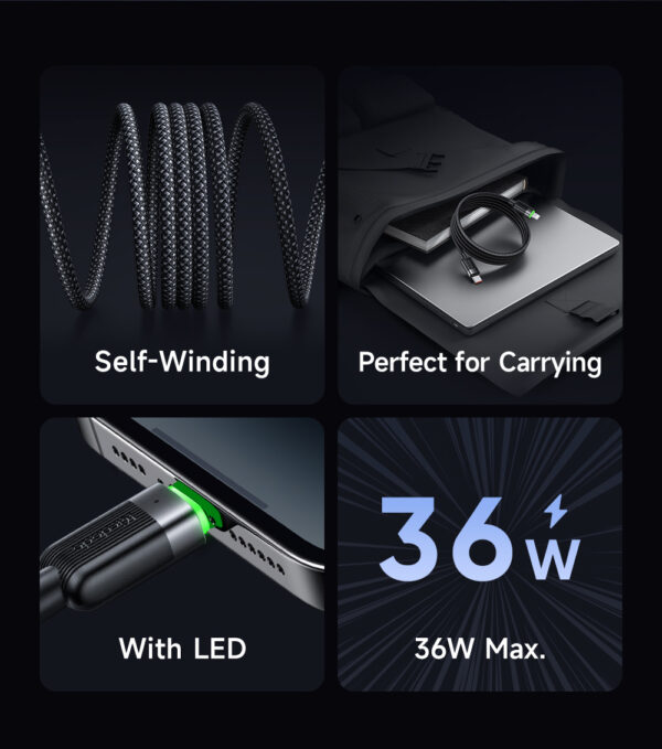 USB-C auf Lightning Magnetisches Schnellladekabel mit grünem Licht – Mcdodo CA-2010