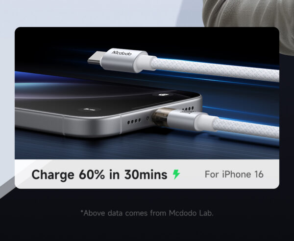 Transparente USB-C-zu-USB-C-Ladekabel mit Eisblauem Licht und 100W Leistung – Mcdodo CA-558