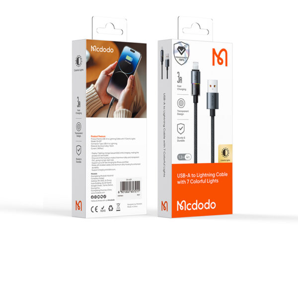 USB-A zu Lightning RGB Kabel mit 7 Farben & 3A – Mcdodo CA-8170 | Techmann