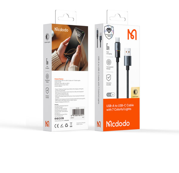 USB-A zu USB-C RGB Kabel mit 7 Farben & 6A – Mcdodo CA-8180 | Techmann