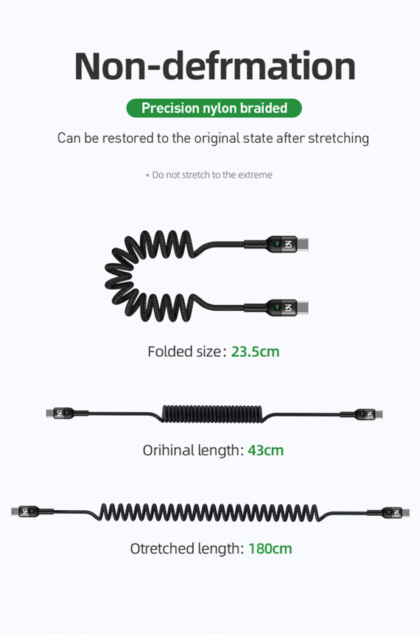 USB-C zu USB-C Spiralkabel 1,8m 60w – Mcdodo CA-7860