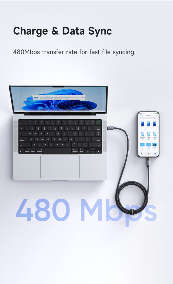Transparente USB-C-zu-USB-C-Ladekabel mit Eisblauem Licht und 100W Leistung – Mcdodo CA-558