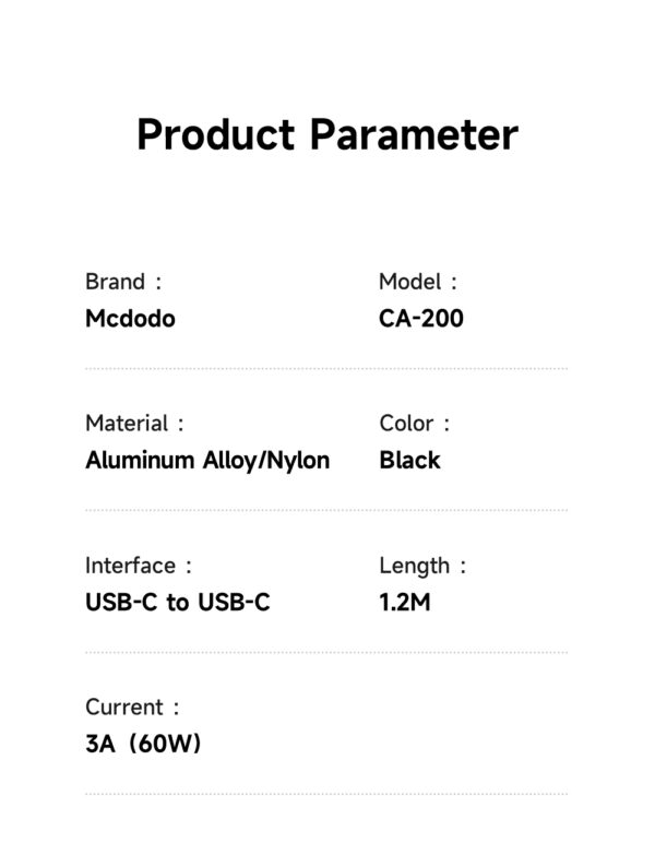 Mcdodo Ladekabel CA-2000 – USB-C zu USB-C, 60W, Selbstaufrollendes Magnetkabel