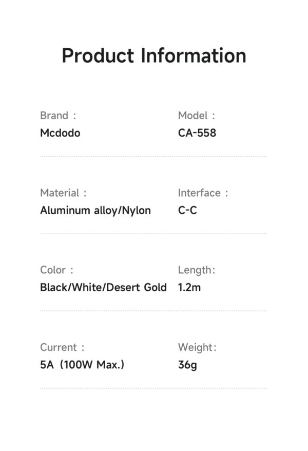 Transparente USB-C-zu-USB-C-Ladekabel mit Eisblauem Licht und 100W Leistung – Mcdodo CA-558