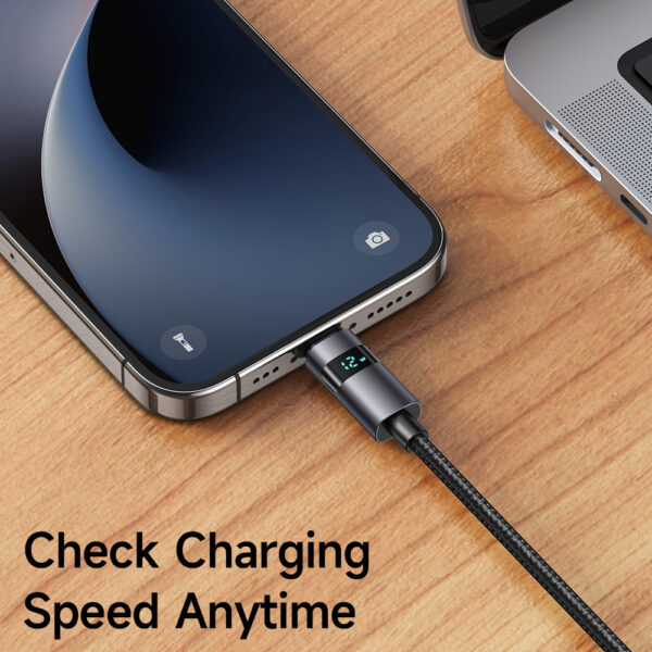 USB-A-zu-Lightning-Ladekabel mit horizontalem LED-Display und 3A Stromstärke – Modell CA-6490