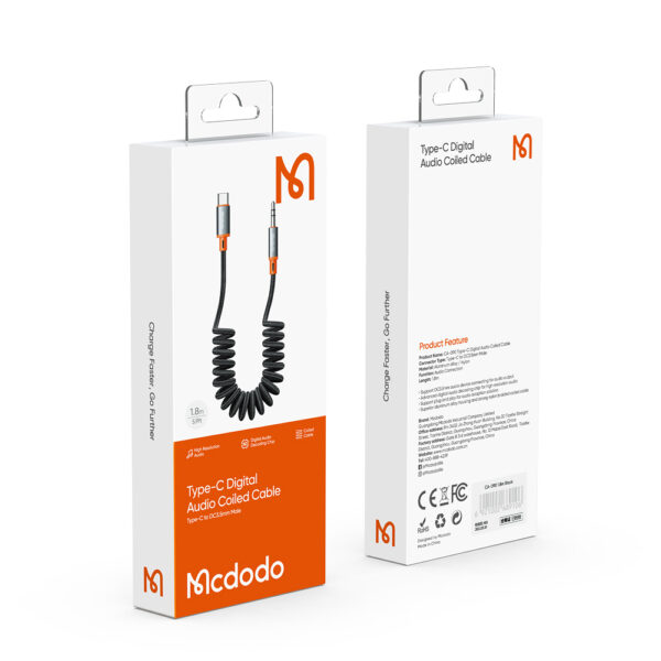USB-C auf 3,5mm Klinke Spiralkabel 1.8m – Mcdodo CA-0900