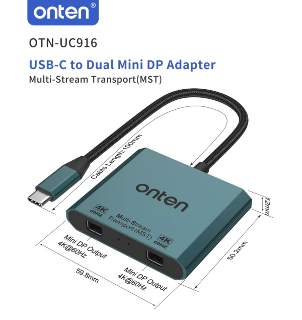 USB-C zu Dual Mini DisplayPort Adapter – Onten OTN-UC916