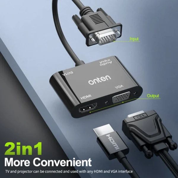 VGA auf HDMI + VGA + Audio + USB 3.0 Adapter – Onten OTN-5138HV