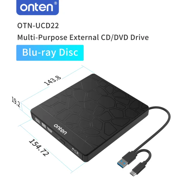 Externes Blu-ray/DVD/CD-Laufwerk – Onten OTN-UCD22