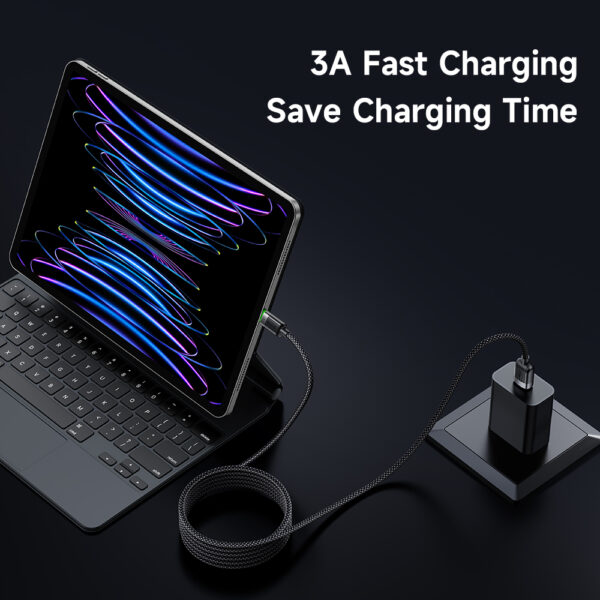 Selbstaufrollendes magnetisches USB-A-zu-Lightning-Ladekabel mit grünem LED-Licht – Mcdodo CA-600