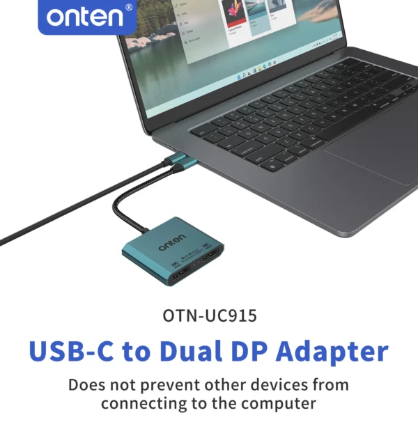 USB-C zu Dual DisplayPort Adapter 4K@60Hz Unterstützung – Onten OTN-UC915