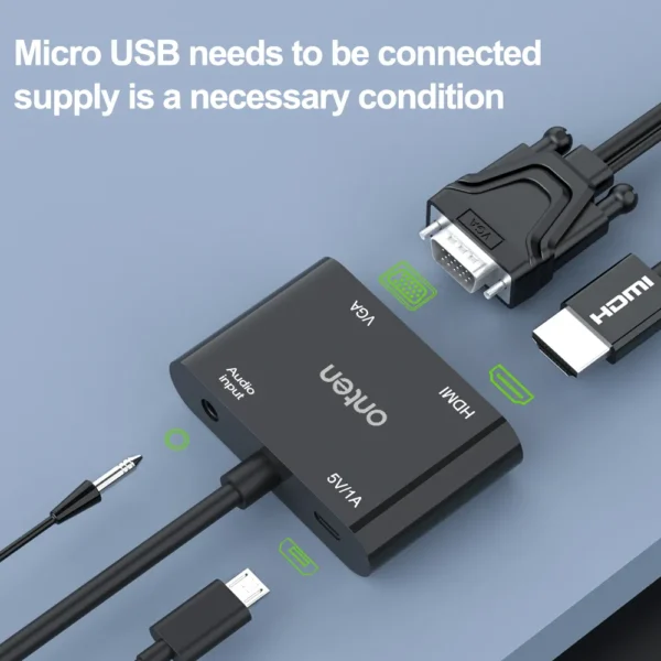 VGA auf HDMI + VGA + Audio + USB 3.0 Adapter – Onten OTN-5138HV