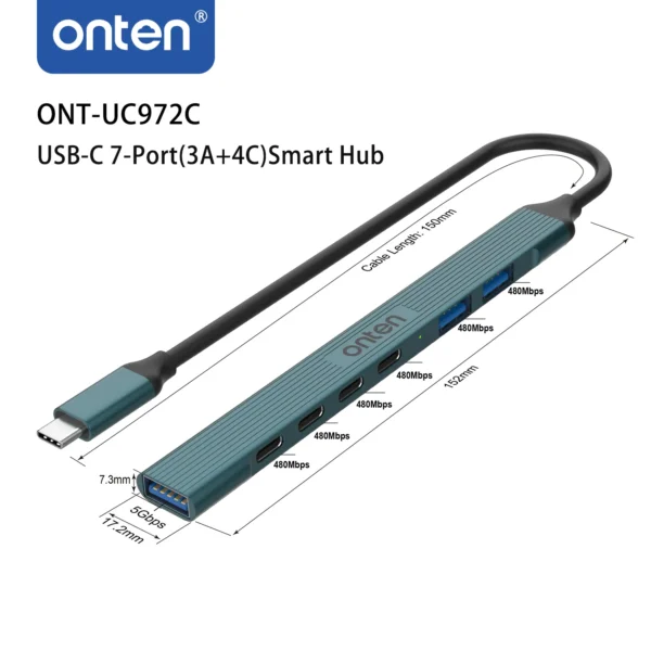 7-in-1 USB-C Smart Hub – Onten OTN-UC972C