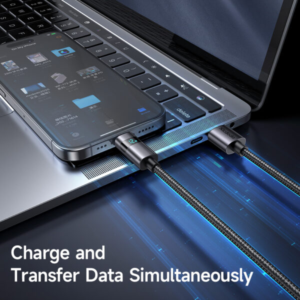 USB-A-zu-Lightning-Ladekabel mit horizontalem LED-Display und 3A Stromstärke – Modell CA-6490