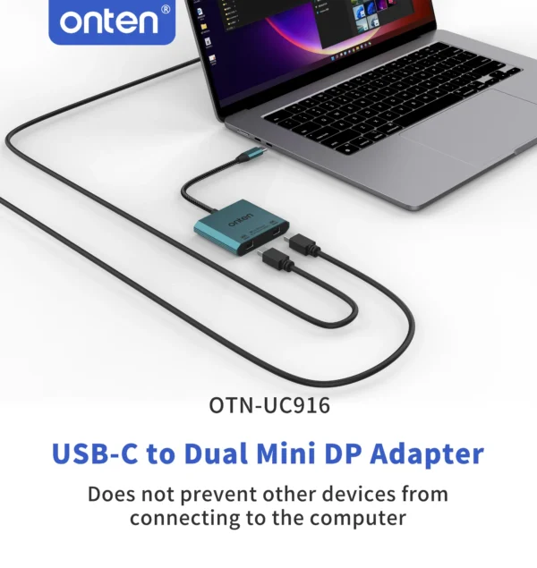 USB-C zu Dual Mini DisplayPort Adapter – Onten OTN-UC916