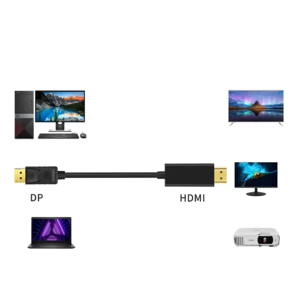 DisplayPort-zu-HDMI-Kabel 4K-Unterstützung, in 1,8m und 3m erhältlich – Onten OTN-DP303